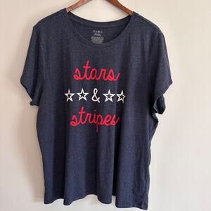 Stars & Stripes July 4th T-shirt Tee Womens 2XL American USA Military Patriotic